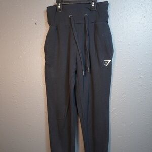 Gymshark Women Black High Waisted Training Warm Up Drawstring Joggers Size Small